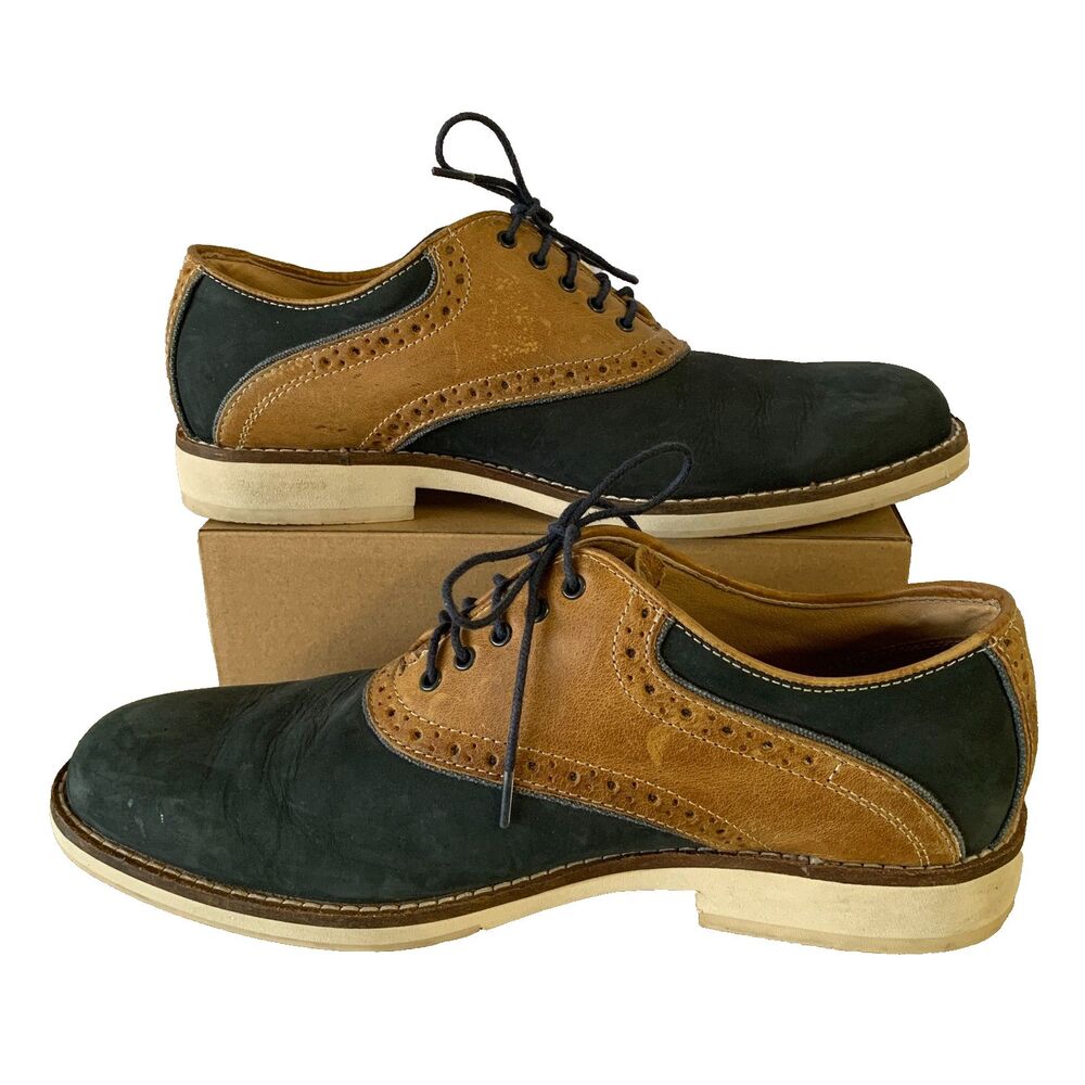 Bass Men's  Leather Oxfords 8 M Blue Brown Two-Tone Classic Casual Dress Shoes